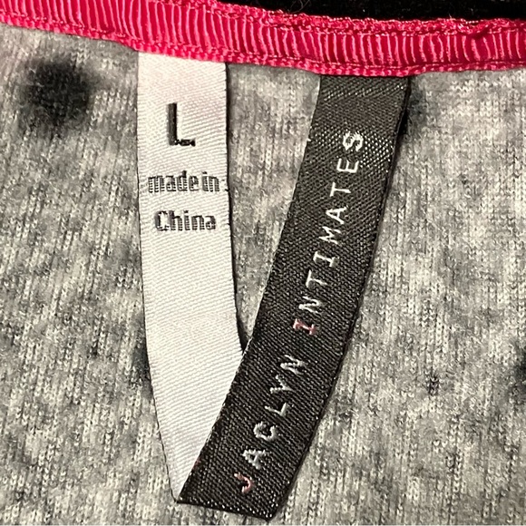 Jaclyn Intimates Fleece Sleepwear Gray Black Dots 2 Piece Set - Picture 6 of 8